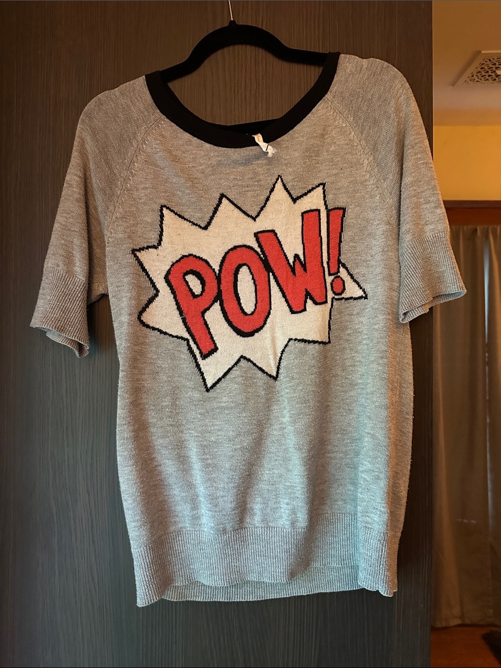 Willow & Clay Gray Sweater with Pink POW Graphic
